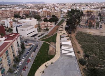 Vista aérea del parque lineal de benimamet