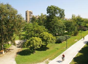 Vista área de los jardines del turia