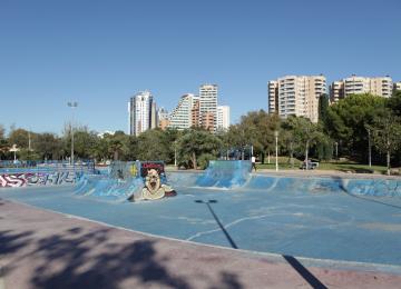 Pista azul para skaters situada en los jardines del turia