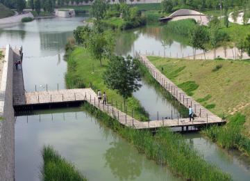 Vista aérea de las acequias del parque de cabecera