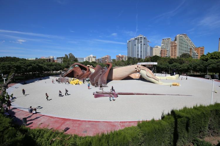 Vista aérea del parque gulliver de los jardines del turia